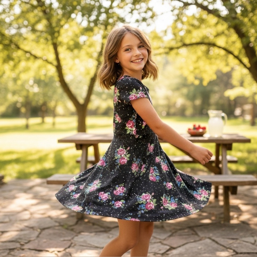 🖤🌸 Arizona Jean Co. Girls Floral Dress (Size M 10/12) 🌸🖤